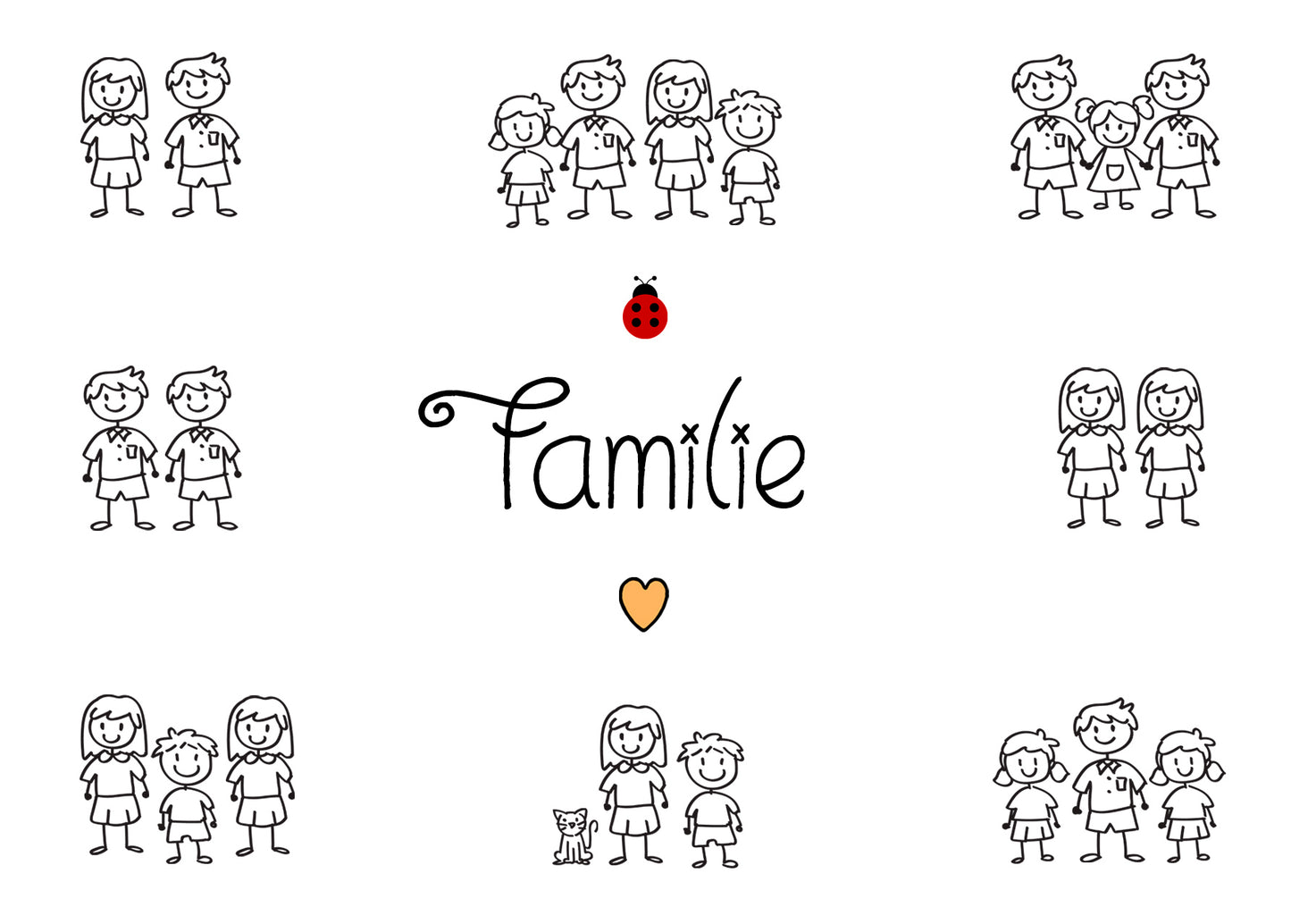 Postkarte Familie